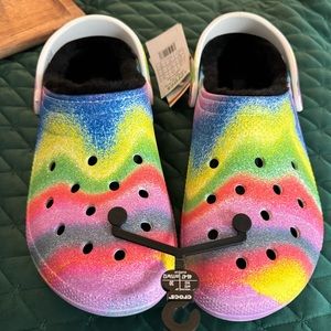 Crocs Classic Lined Tie Dye Rainbow Clog Size M12 NWT